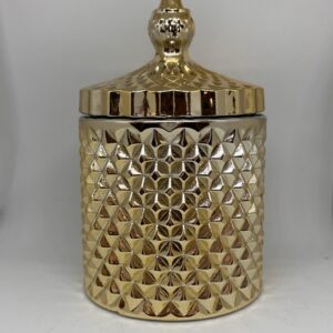 Gold Cut Glass Candle with Lid